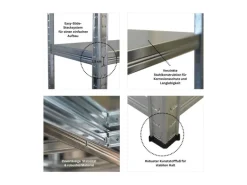 PROREGAL Mega Deal 4x Schwerlastregal Ragnar HxBxT 180x90x40cm 5 Stahlplatten-Ebenen Fachlast 125 kg Verzinkt