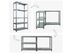 PROREGAL Mega Deal 4x Schwerlastregal Ragnar HxBxT 180x90x40cm 5 Stahlplatten-Ebenen Fachlast 125 kg Verzinkt