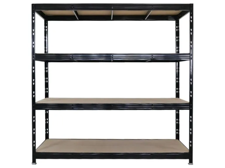 PROREGAL Profi Schwerlastregal Rhino HxBxT 200x200x60cm 4 Spanplatten-Ebenen 8mm Fachlast 500kg Schwarz Stecksystem Lagerregal Steckregal