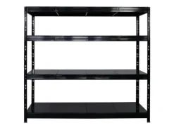 PROREGAL Profi Schwerlastregal Rhino HxBxT 180x200x60cm 4 Stahlplatten-Ebenen Fachlast 500kg Schwarz Stecksystem Lagerregal Regalsystem