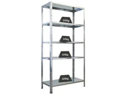 PROREGAL Schwerlastregal Ares HxBxT 180x90x40cm 5 Stahlplatten-Ebenen Fachlast 125 kg Verzinkt