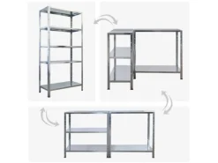 PROREGAL Schwerlastregal Ares HxBxT 180x90x40cm 5 Stahlplatten-Ebenen Fachlast 125 kg Verzinkt