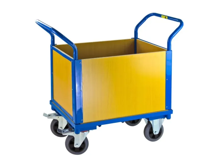 PROREGAL Transportwagen Doppelstirnwand 2 Wände HxBxL 94 x 50 x 102 cm Traglast 180 kg Lichtblau