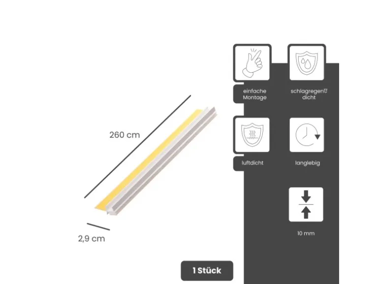 Protektor Anputzleiste 260cm PVC Weiß mit 10mm Schutzlippe für Putzanschluss