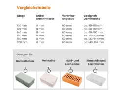 Protektor Dämmstoffdübel 100 Stück Ø8x180mm mit Stahlnagel für WDVS