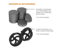 PROTEKTOR 100x Dämmstoff-Schraubdübel Set Ø8x300mm Vormontiert inkl. 200x Rondelle + Fräser