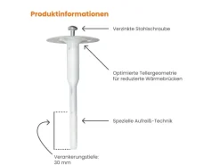 PROTEKTOR 200x Dämmstoff-Schraubdübel Set Ø8x260mm inkl. 200x Rondelle + Fräser