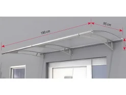 Pultvordach L Edelstahl/Satiniert Weiß 17 cm x 190 cmx 95 cm