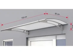 Pultvordach L Edelstahl/Satiniert Weiß 17 cm x 150 cmx 95 cm