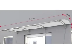 Pultvordach L Edelstahl/Satiniert Weiß 17 cm x 270 cm x 95 cm