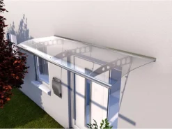 Pultvordach PT/ET Edelstahloptik/Klar 22,5 cm x 240 cm x 90 cm