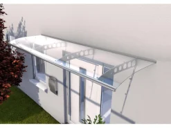 Pultvordach PT/ET Edelstahloptik/Klar 22,5 cm x 300 cm x 90 cm