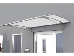 Pultvordach XL Edelstahl/Satiniert Weiß 25 cm x 205 cm x 142 cm