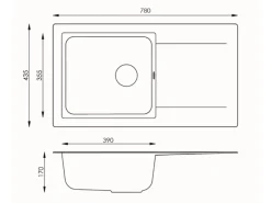 Respekta Einbauspüle Mineralite Denver 78 cm x 44 cm Weiß