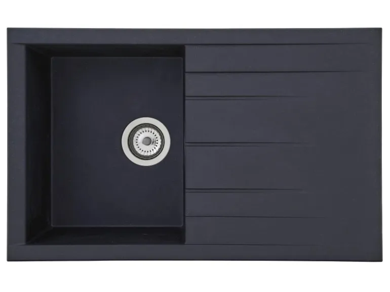 Respekta Einbauspüle Mineralite Houston 80 cm x 50 cm Schwarz