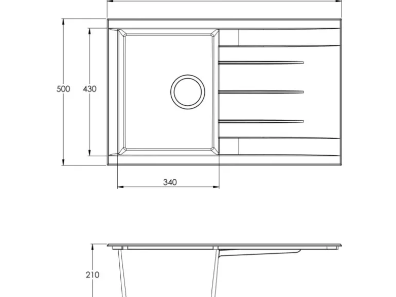 Respekta Einbauspüle Mineralite Houston 80 cm x 50 cm Schwarz