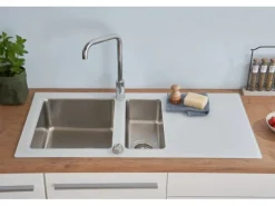 Respekta Glasspüle New York 100 cm x 50 cm Weiß