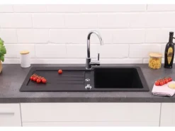 Respekta Granitspüle Atlanta 86 cm x 43,5 cm Schwarz