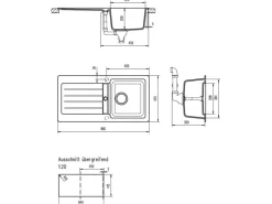 Respekta Granitspüle Atlanta 86 cm x 43,5 cm Schwarz