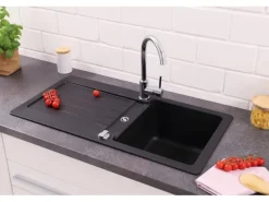 Respekta Granitspüle Atlanta 86 cm x 43,5 cm Schwarz