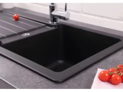 Respekta Granitspüle Atlanta 86 cm x 43,5 cm Schwarz