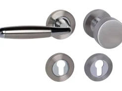 Rosettengarnitur "Durben-R" Eingangstür Chrom-Edelstahlf. Sat. Ausr. Rechts