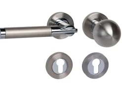 Rosettengarnitur "Kairo-R" Wohnungstüren Chrom-Edelstahl Ausrichtung Rechts