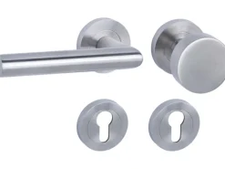 Rosettengarnitur "Montreal-R" Wohnungstüren Edelstahl Ausrichtung Links