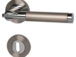 Rosetten-Garnitur "Solid 6-R" Zimmertüren Edelstahl poliert-satiniert Buntbart