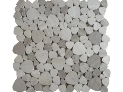 RundMosaikmatte Naturstein Marble Grau Gestreift Flach 30,5 cm x 30,5 cm