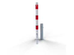 Schake Absperrpfosten Herausnehmbar Dreikant Feuerverzinkt Ø 60 mm Weiß Rot