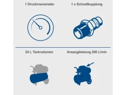 Scheppach Kompressor HC30ox Ölfrei 24 l 8 Bar 1100 W