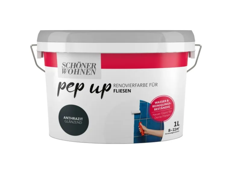 Schöner Wohnen pep up Renovierfarbe für Fliesen Anthrazit 1 l