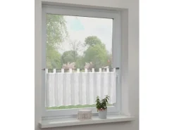 Sehlbach Bistrogardine mit Schlaufen Silver Waves 135 cm x 45 cm Weiß