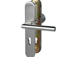 Sicherheitsbeschlag "Moskau-LS" Wohnungstüren Edelstahl Satiniert Knopf-Drücker