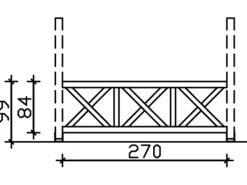 Skan Holz Brüstung Andreaskreuz 270 x 84 cm Fichte Weiß