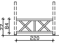 Skan Holz Brüstung Andreaskreuz 220 x 84 cm Fichte Eiche hell