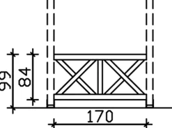 Skan Holz Brüstung Andreaskreuz 170 x 84 cm Fichte Schiefergrau