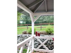 Skan Holz Brüstung Andreaskreuz 335 x 84 cm Fichte Weiß