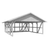 Skan Holz Carport Schwarzwald m. Dachschalung u. Abstellr. C 684 x 772 cm Weiß