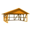 Skan Holz Carport Schwarzwald m. Dachschalung u. Rückwand 684 x 600 cm Eiche