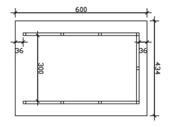 Skan Holz Carport Schwarzwald m. Dachschalung u. Rückwand 424 x 600 cm Grau