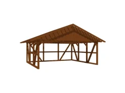 Skan Holz Carport Schwarzwald m. Dachlattung u. Rückwand 684 x 600 cm Nuss