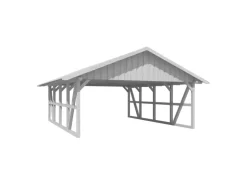 Skan Holz Carport Schwarzwald mit Dachschalung 684 x 772 cm Weiß