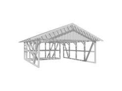 Skan Holz Carport Schwarzwald m. Dachlattung u. Abstellr. B 684 x 772 cm Weiß