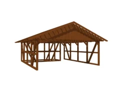 Skan Holz Carport Schwarzwald m. Dachlattung u. Abstellr. B 684 x 772 cm Nuss