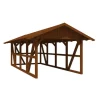 Skan Holz Carport Schwarzwald m. Dachschalung u. Rückwand 424 x 772 cm Nuss