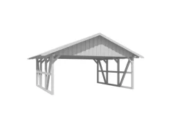 Skan Holz Carport Schwarzwald mit Dachschalung 684 x 600 cm Weiß