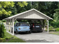 Skan Holz Carport Schwarzwald mit Dachschalung 684 x 600 cm Weiß