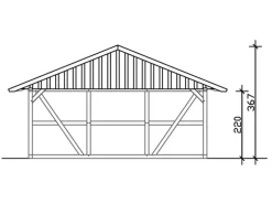 Skan Holz Carport Schwarzwald m. Dachlattung u. Rückwand 684 x 600 cm Eiche